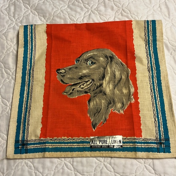 Vintage Made in USA linen tea towel with dog - Picture 9 of 9